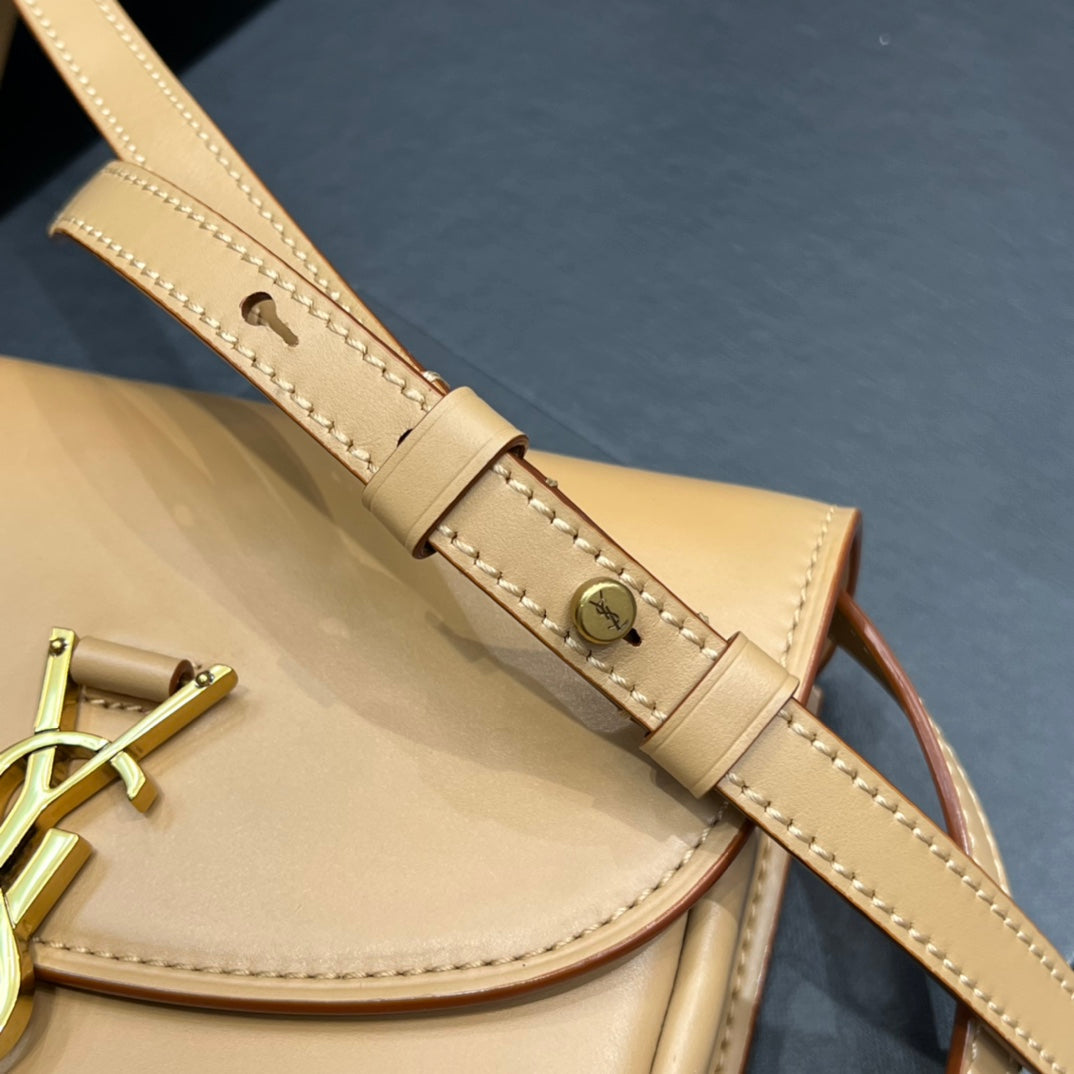 Saint Laurent Kaia Small 18 Handbag in Yellow Cream Calfskin