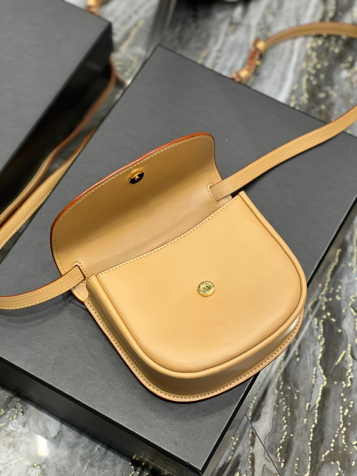 Saint Laurent Kaia Small 18 Handbag in Yellow Cream Calfskin