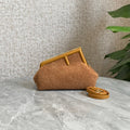 Fendi First Mini 26 Bag in Cider Brown Wool with Gold Hardware