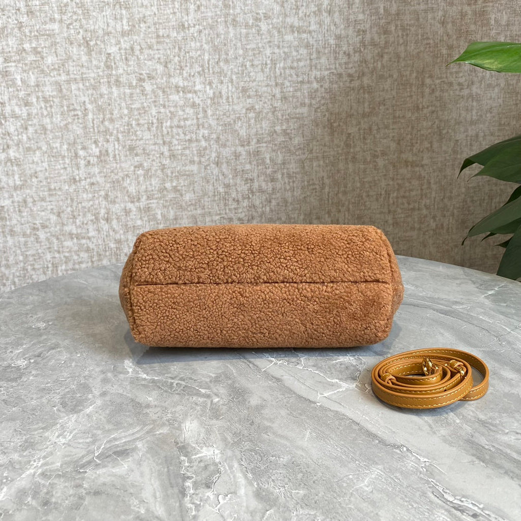 Fendi First Mini 26 Bag in Cider Brown Wool with Gold Hardware