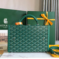 Goyard Grand Hôtel Trunk Bag 24 in Green Goyardine Canvas and Calfskin
