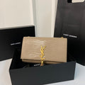 Saint Laurent Kate Tassel 24 Crocodile Pattern Calfskin Beige Cream with Gold Logo Bag