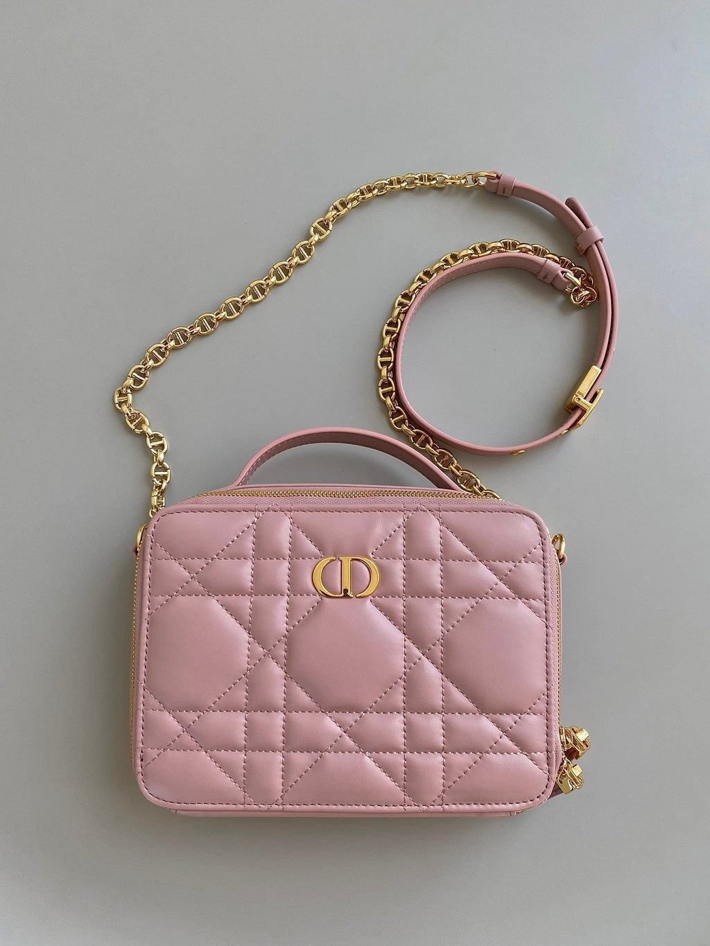 Dior Caro 18 Camera Bag in Light Pink Calfskin