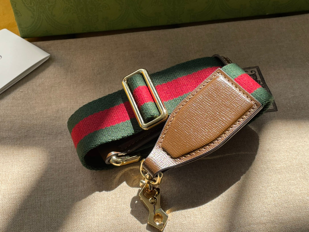 Gucci 12 Horsebit 1955 Super Mini Bag Beige Canvas and Ebony Calfskin