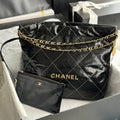 Chanel Large 42 Handbag in Black Shiny Calfskin Gold Hardware