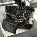 Chanel Medium 37 Handbag in Black Shiny Calfskin Gold Hardware
