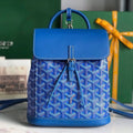 Goyard Alpin Mini Backpack 21 in Sapphire Blue Lambskin and Goyardine Canvas