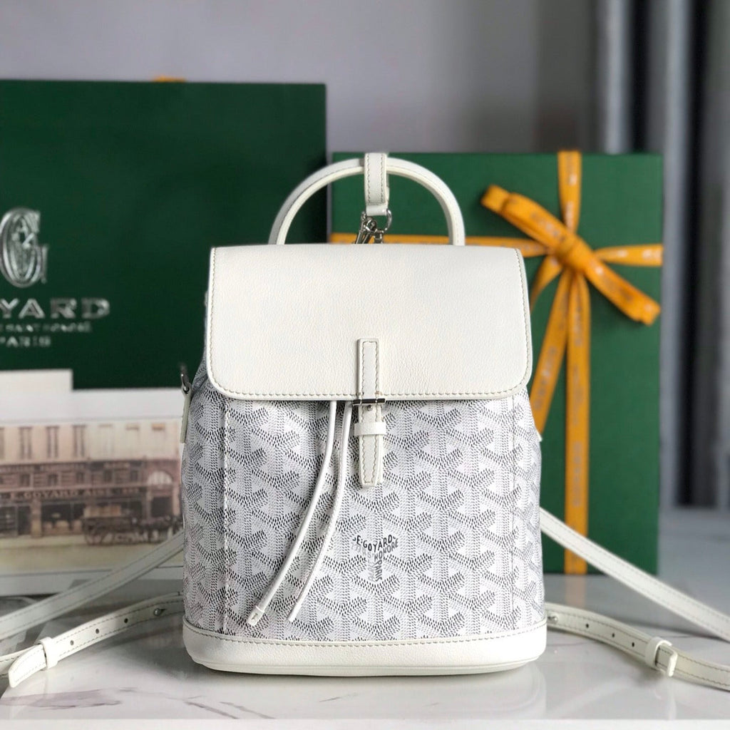 Goyard Alpin Mini Backpack 21 in White Lambskin and Goyardine Canvas