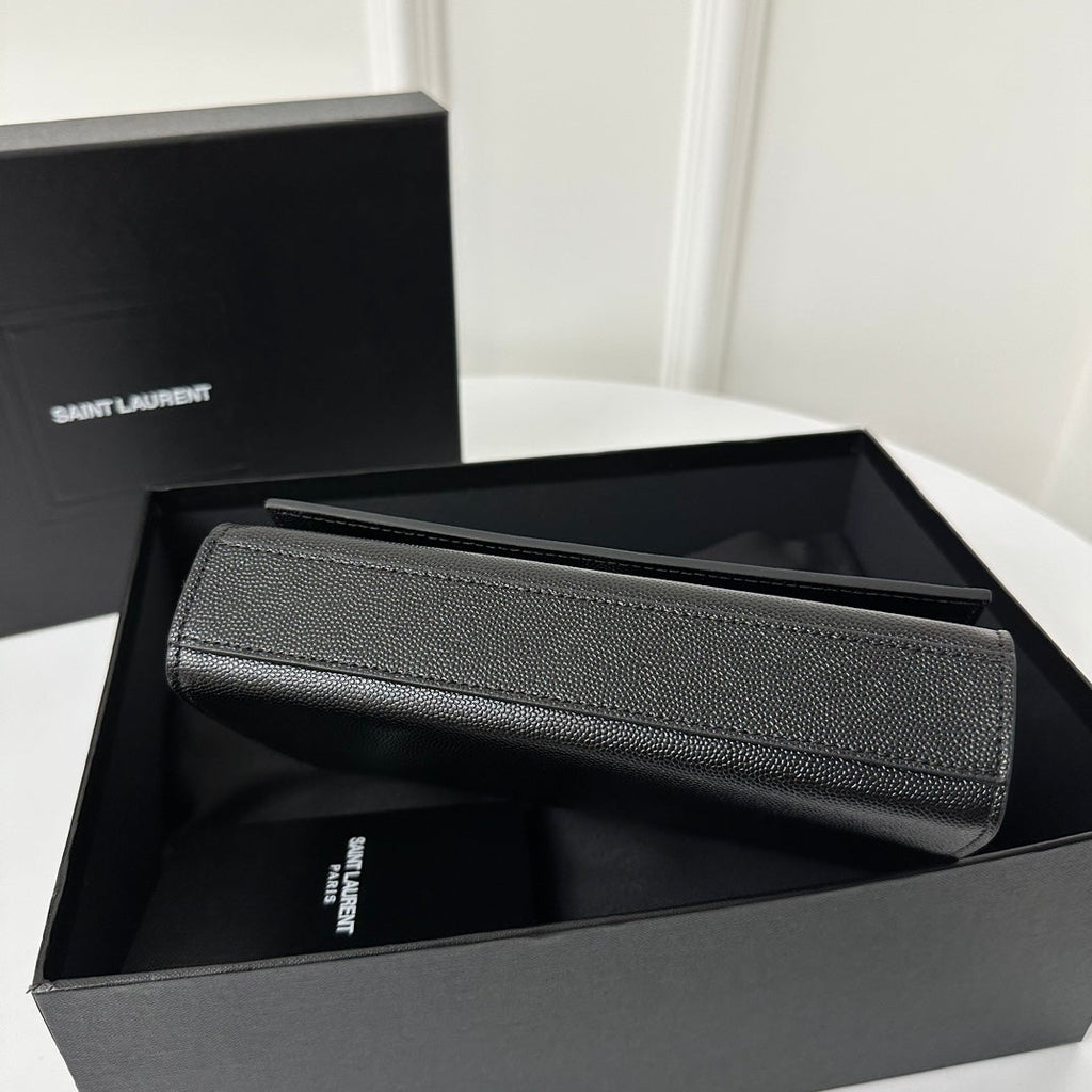 Saint Laurent Kate 20 Small in Calfskin Black with Silver Logo Bag