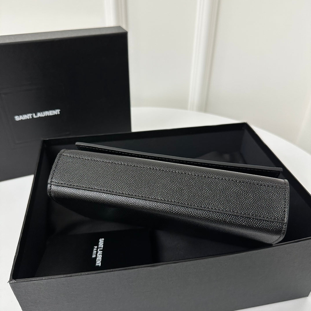 Saint Laurent Kate 20 Small in Calfskin Black with Silver Logo Bag