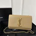 Saint Laurent Kate 20 Small in Calfskin Beige Cream with Gold Logo Bag