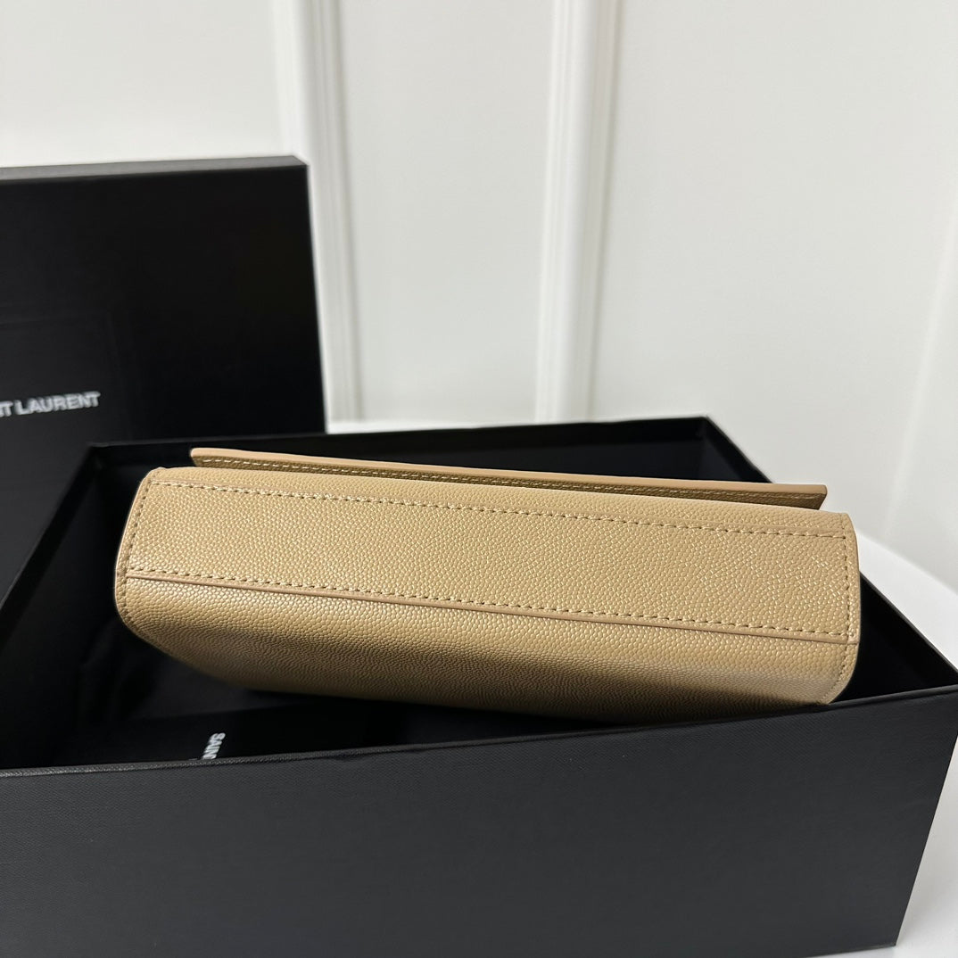Saint Laurent Kate 20 Small in Calfskin Beige Cream with Gold Logo Bag