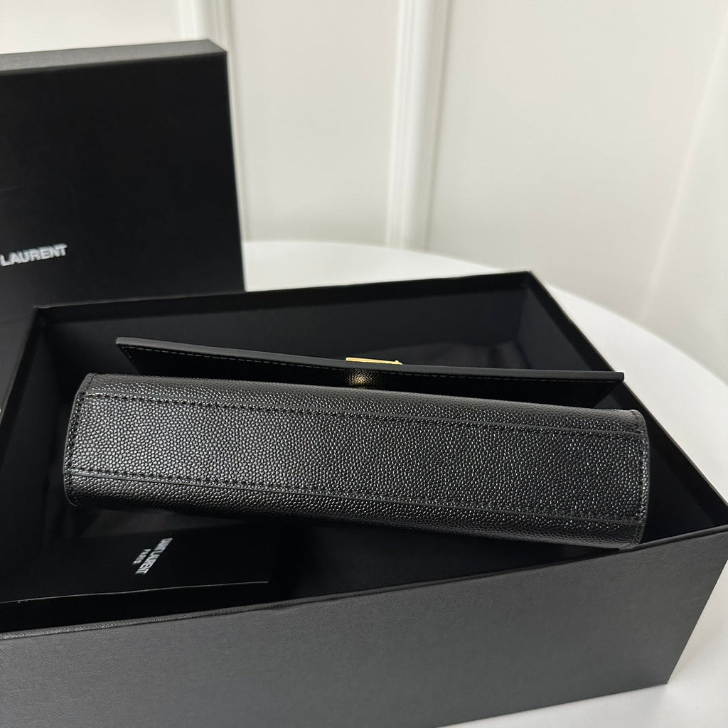 Saint Laurent Kate 20 Small in Calfskin Black with Gold Logo Bag
