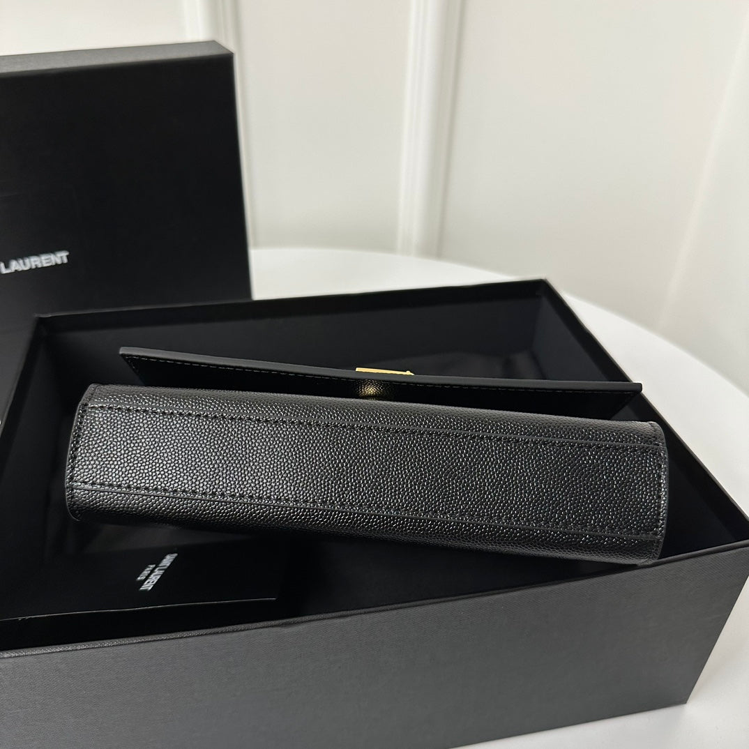 Saint Laurent Kate 20 Small in Calfskin Black with Gold Logo Bag