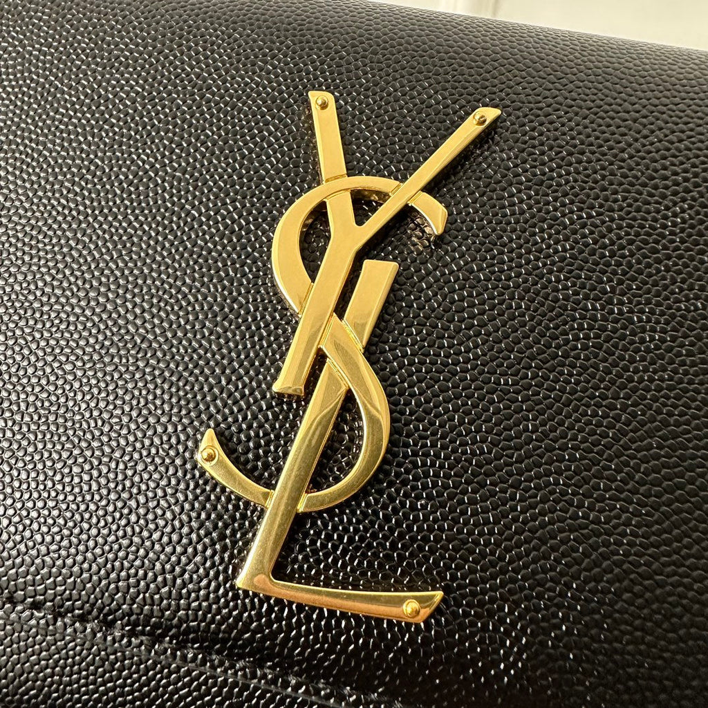 Saint Laurent Kate 20 Small in Calfskin Black with Gold Logo Bag