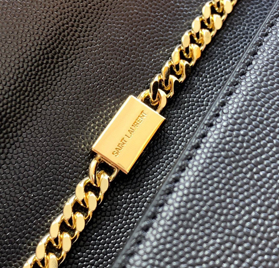 Saint Laurent Kate 20 Small in Calfskin Black with Gold Logo Bag