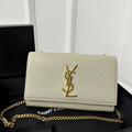 Saint Laurent Kate 20 Small in Calfskin White with Gold Logo Bag