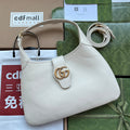 Gucci Horsebit Shoulder Bag 39 in White Calfskin Gold Hardware