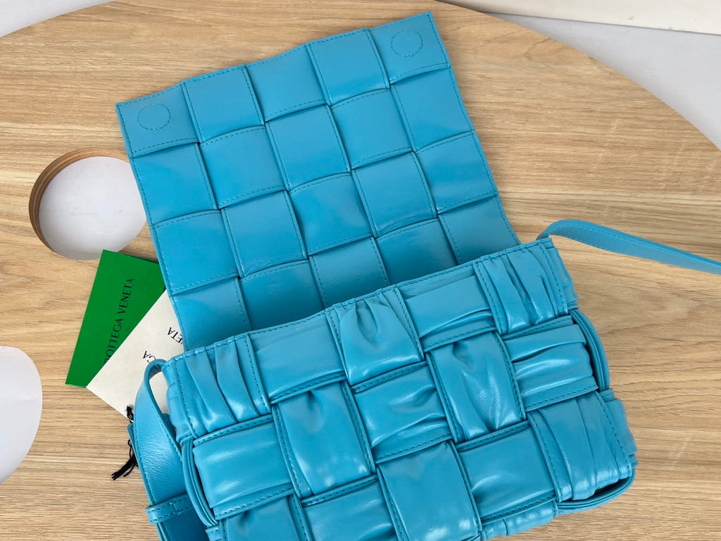 Bottega Veneta Cassette 28 in Sky Blue Soft Lambskin Bag