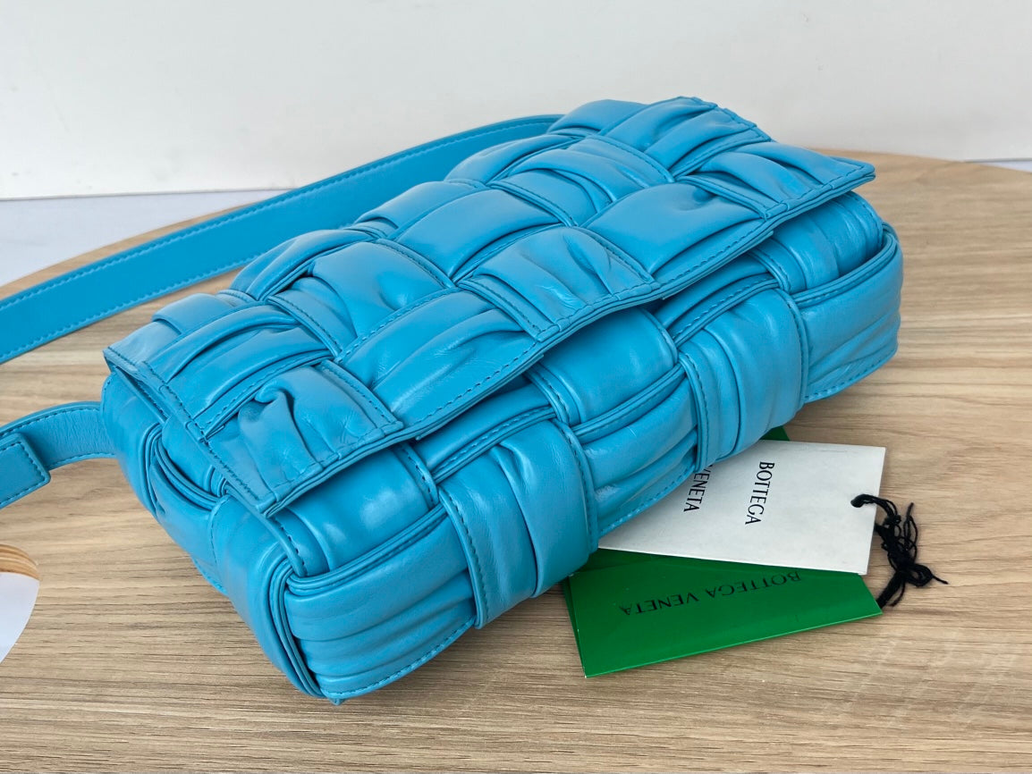 Bottega Veneta Cassette 28 in Sky Blue Soft Lambskin Bag