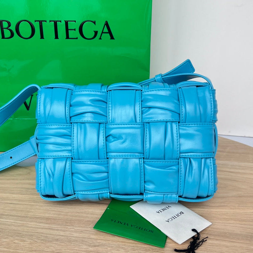 Bottega Veneta Cassette 28 in Sky Blue Soft Lambskin Bag