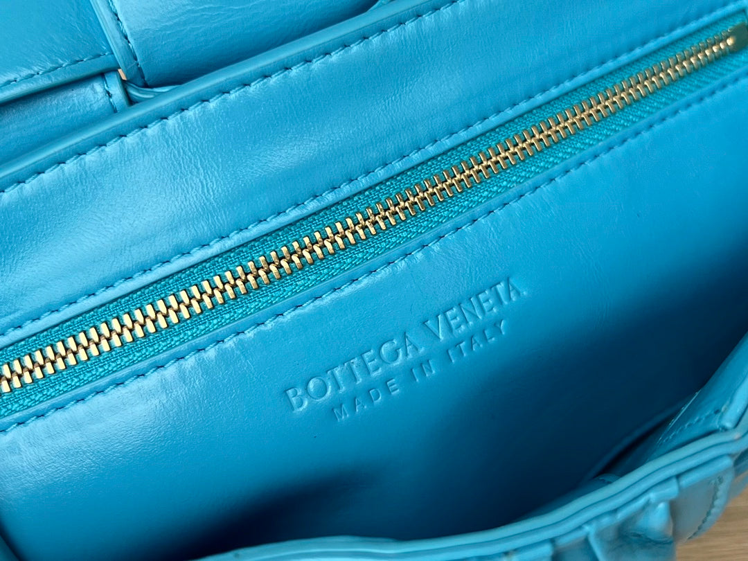 Bottega Veneta Cassette 28 in Sky Blue Soft Lambskin Bag
