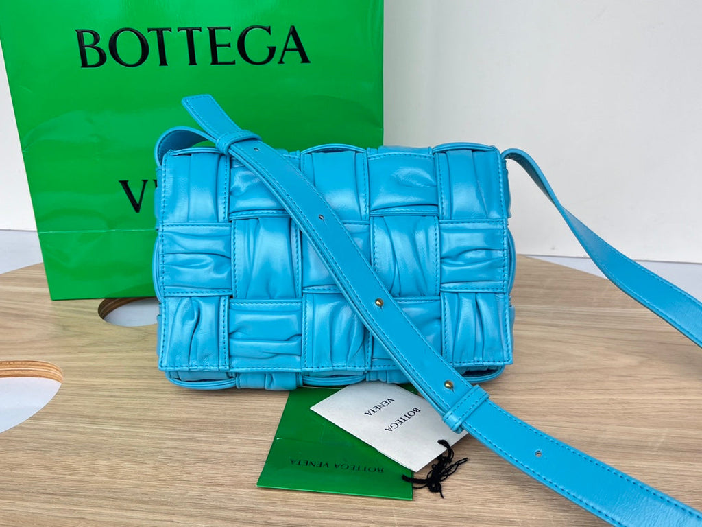 Bottega Veneta Cassette 28 in Sky Blue Soft Lambskin Bag