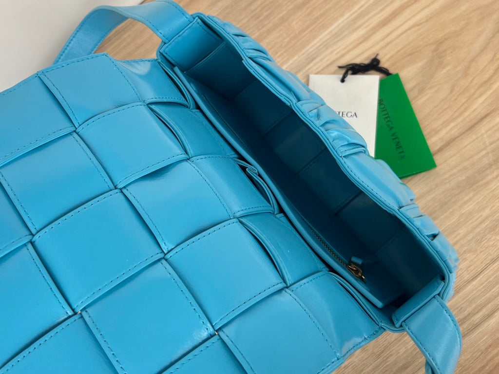 Bottega Veneta Cassette 28 in Sky Blue Soft Lambskin Bag
