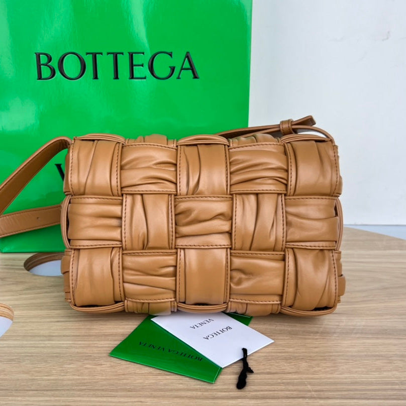 Bottega Veneta Cassette 28 in Medium Brown Soft Lambskin Bag