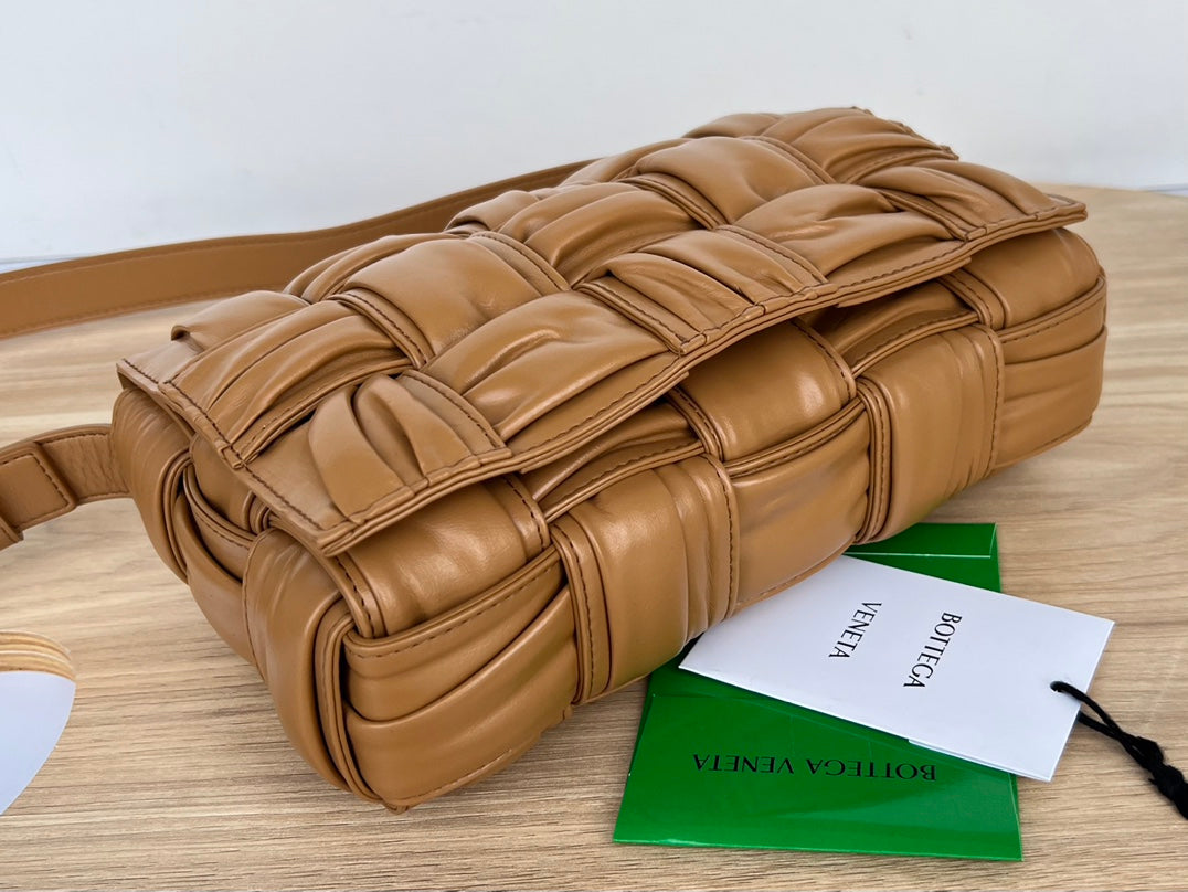 Bottega Veneta Cassette 28 in Medium Brown Soft Lambskin Bag