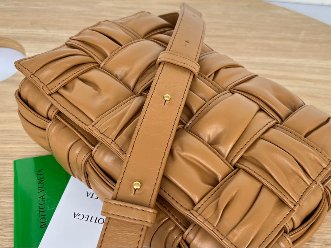 Bottega Veneta Cassette 28 in Medium Brown Soft Lambskin Bag