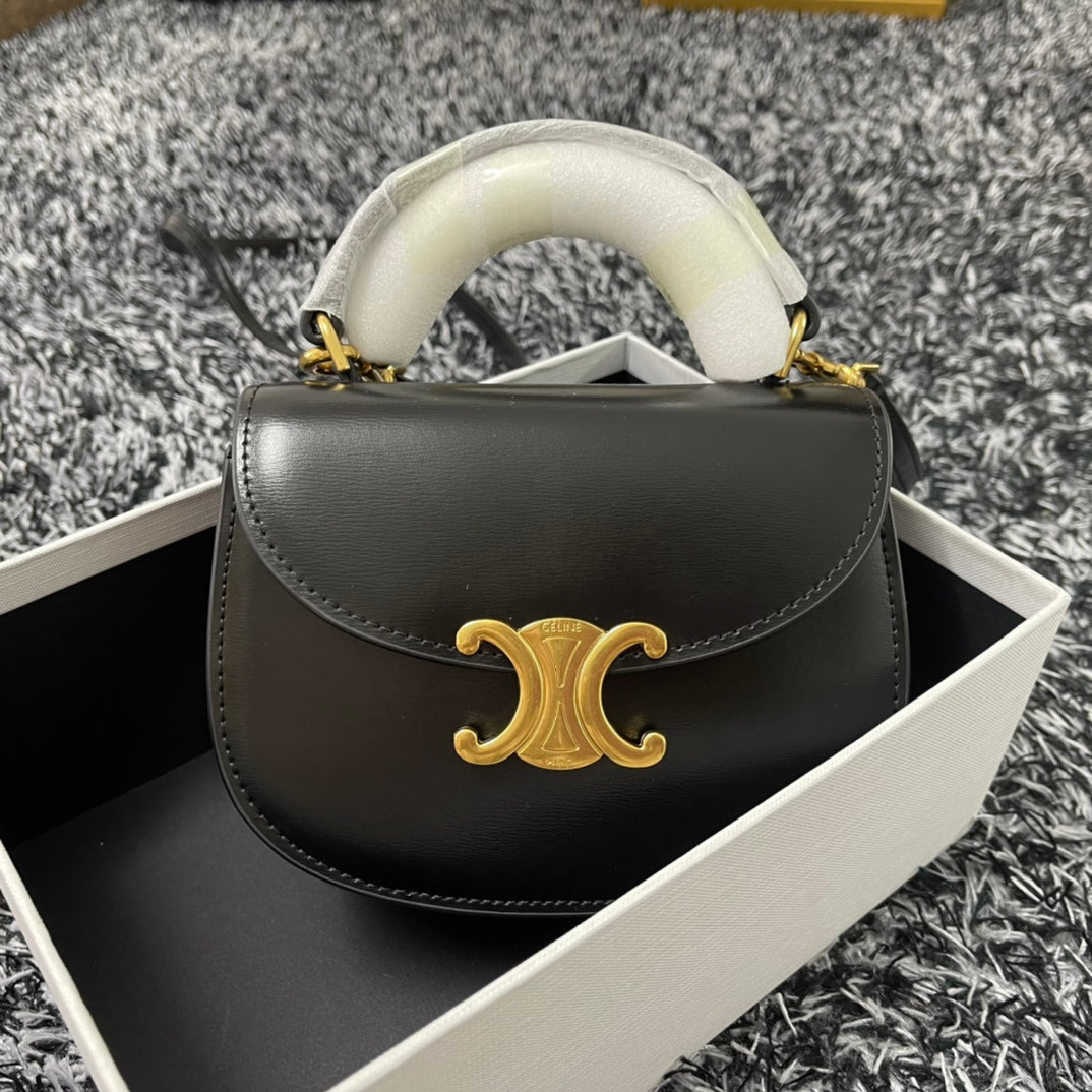 Celine Besace Triphome 17 Calfskin Black Bag