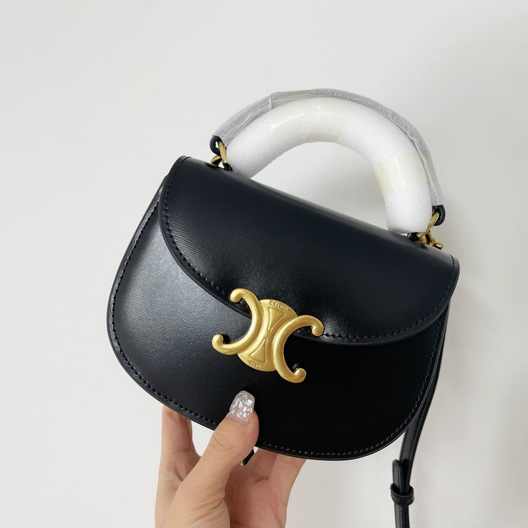 Celine Besace Triphome 17 Calfskin Black Bag