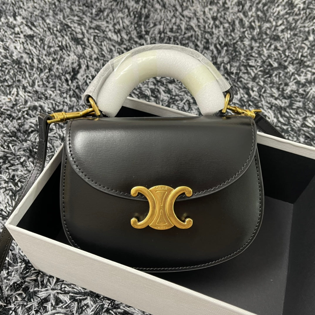 Celine Besace Triphome 17 Calfskin Black Bag