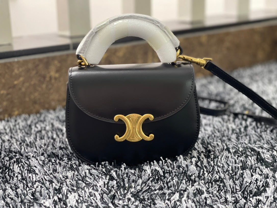 Celine Besace Triphome 17 Calfskin Black Bag