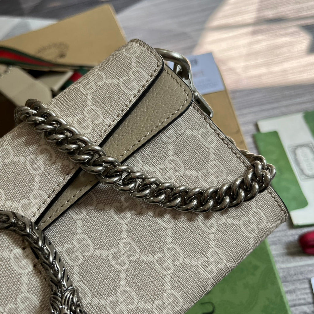 Gucci Dionysus 25 Small Rectangular Bag in Beige Canvas