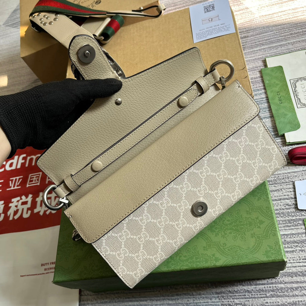 Gucci Dionysus 25 Small Rectangular Bag in Beige Canvas