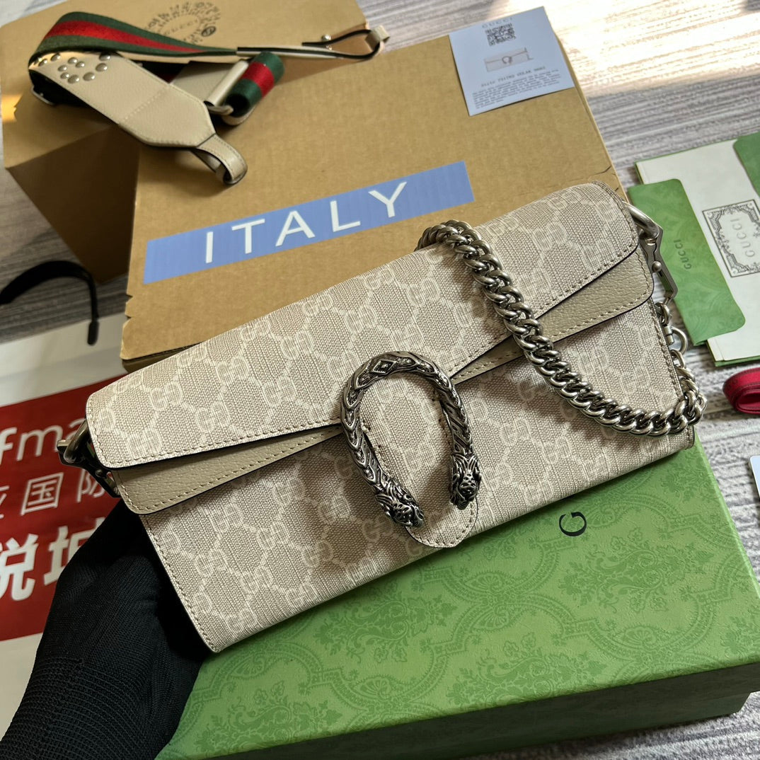 Gucci Dionysus 25 Small Rectangular Bag in Beige Canvas