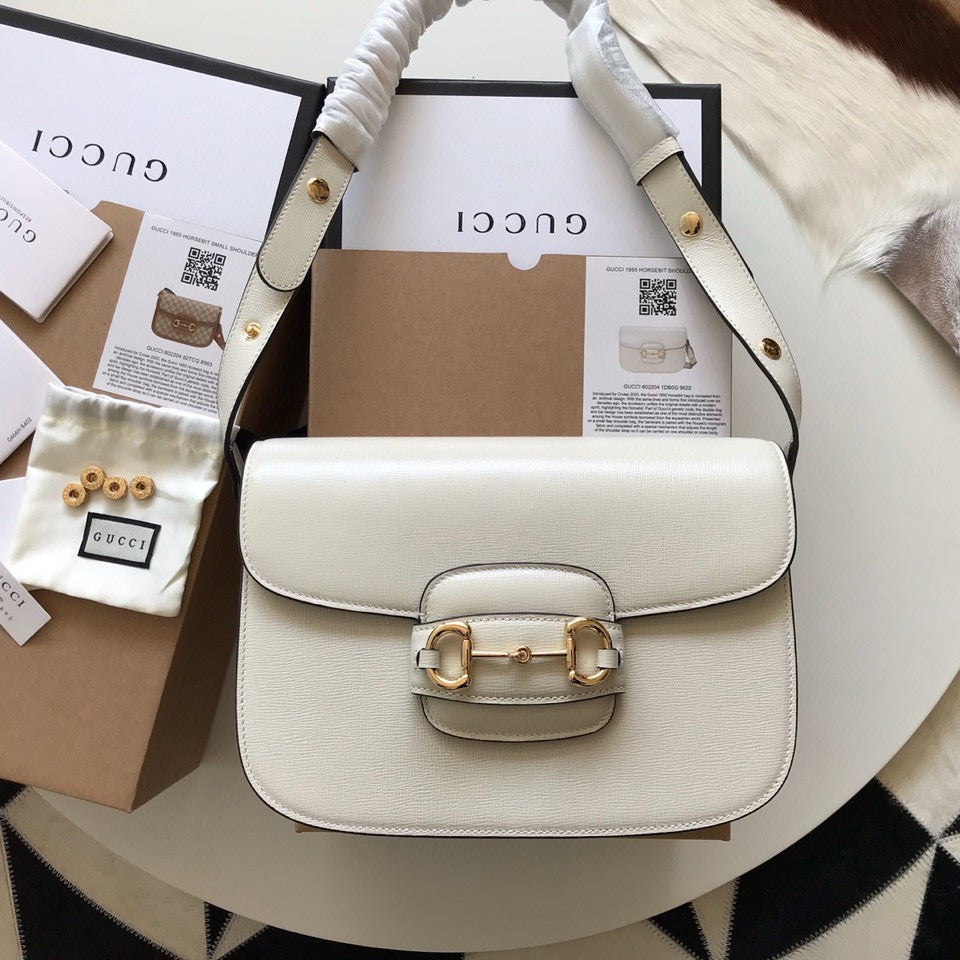 Gucci Horsebit 1955 Mini Bag 25 in White Calfskin