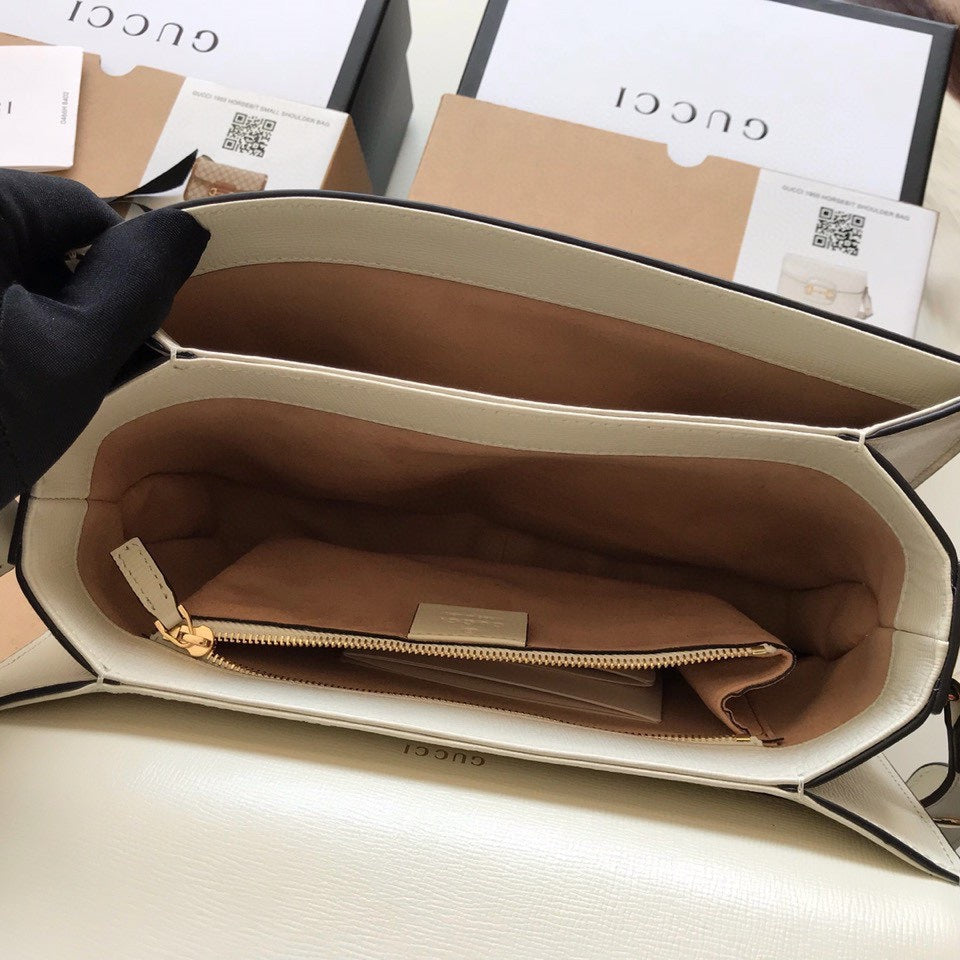 Gucci Horsebit 1955 Mini Bag 25 in White Calfskin