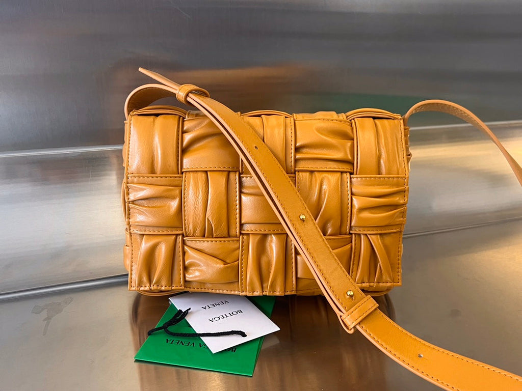 Bottega Veneta Cassette 28 in Sandstone Orange Soft Lambskin Bag