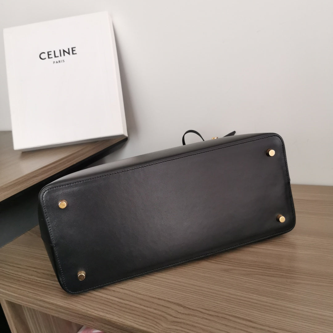 Celine Conti Bag 36 in Black Calfskin Gold Hardware