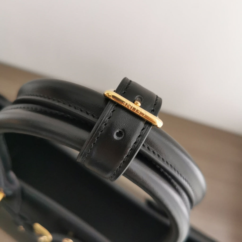 Celine Conti Bag 36 in Black Calfskin Gold Hardware