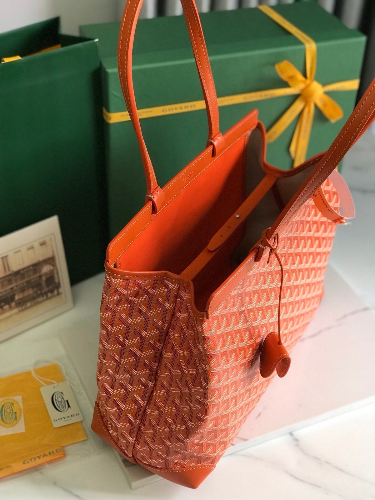 Goyard Bellechasse Biaude PM Bag 36 in Orange Goyardine Canvas and Calfskin Trim