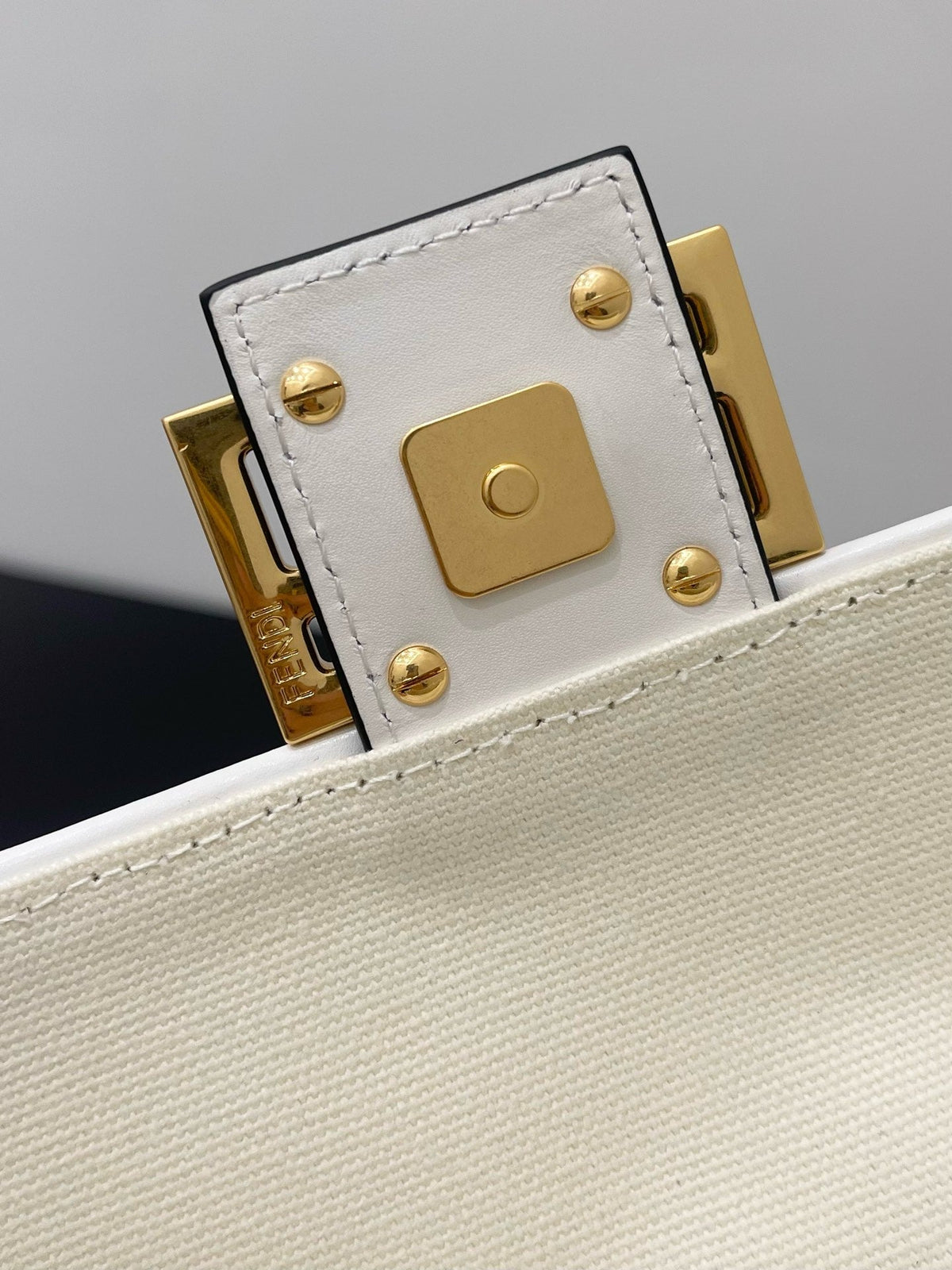 Fendi 26 Baguette White Nappa Leather Bag with Gold Hardware