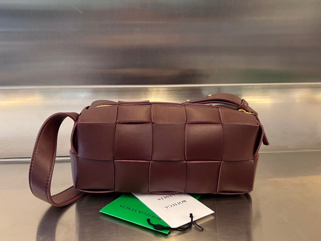 Bottega Veneta Brick Cassette 28 in Wine Red Calfskin Bag