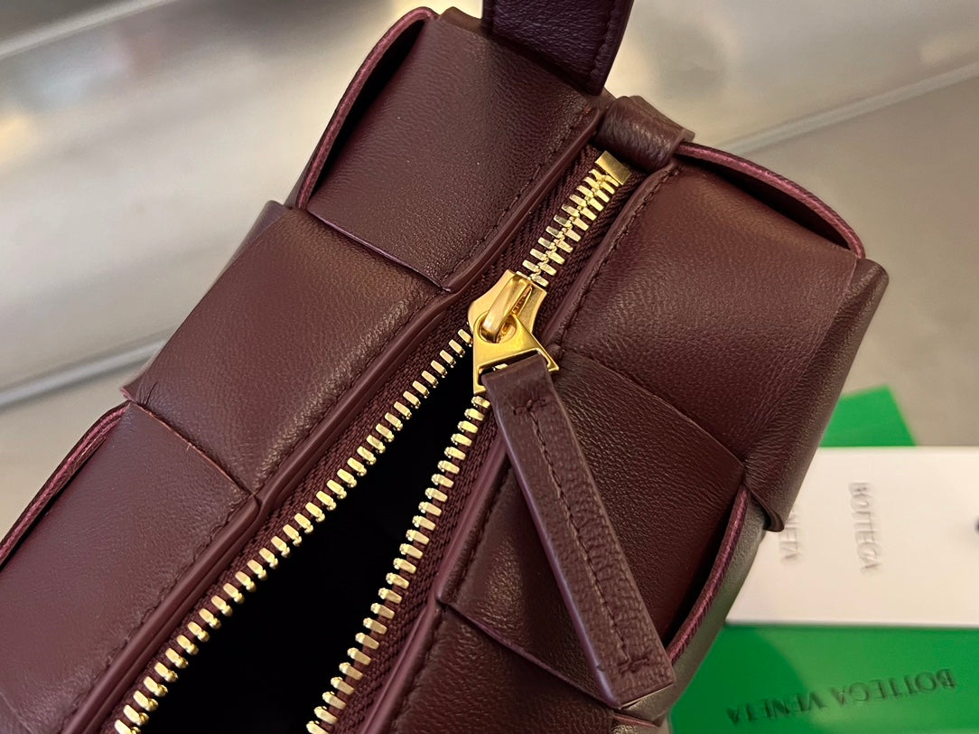 Bottega Veneta Brick Cassette 28 in Wine Red Calfskin Bag