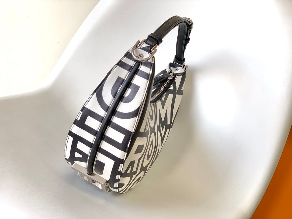 Fendi Fendigraphy Small 29 in White Mix Black Smooth Calfskin Silver Hardware Bag