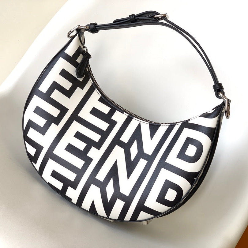 Fendi Fendigraphy Small 29 in White Mix Black Smooth Calfskin Silver Hardware Bag