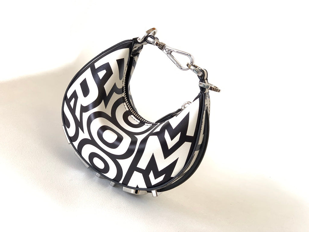 Fendi Fendigraphy Mini 16 in White Mix Black Smooth Calfskin Silver Hardware Bag